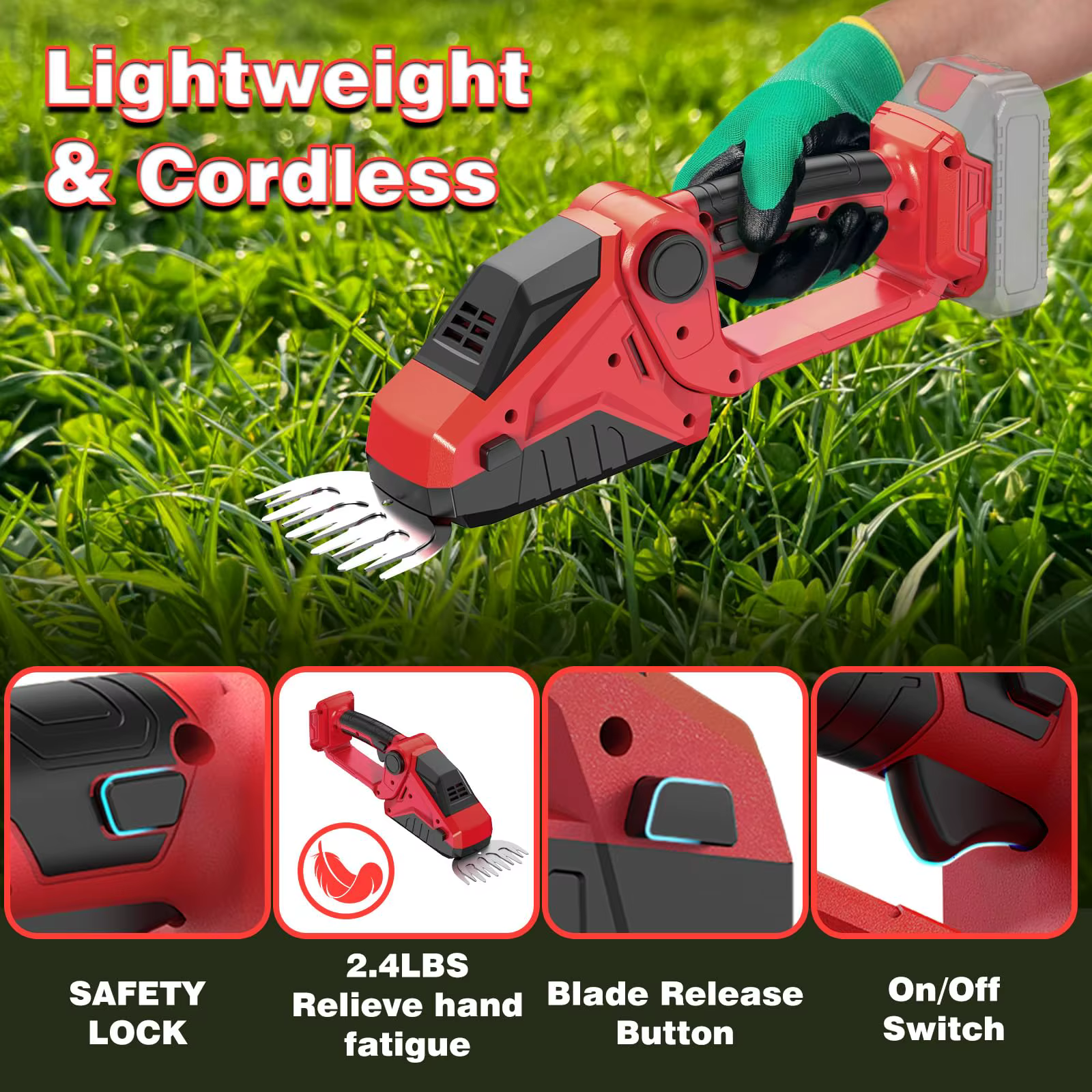 Taille-haie sans fil pour Milwaukee M18 batterie 2200 tr/min Mini cisailles à gazon 2 en 1