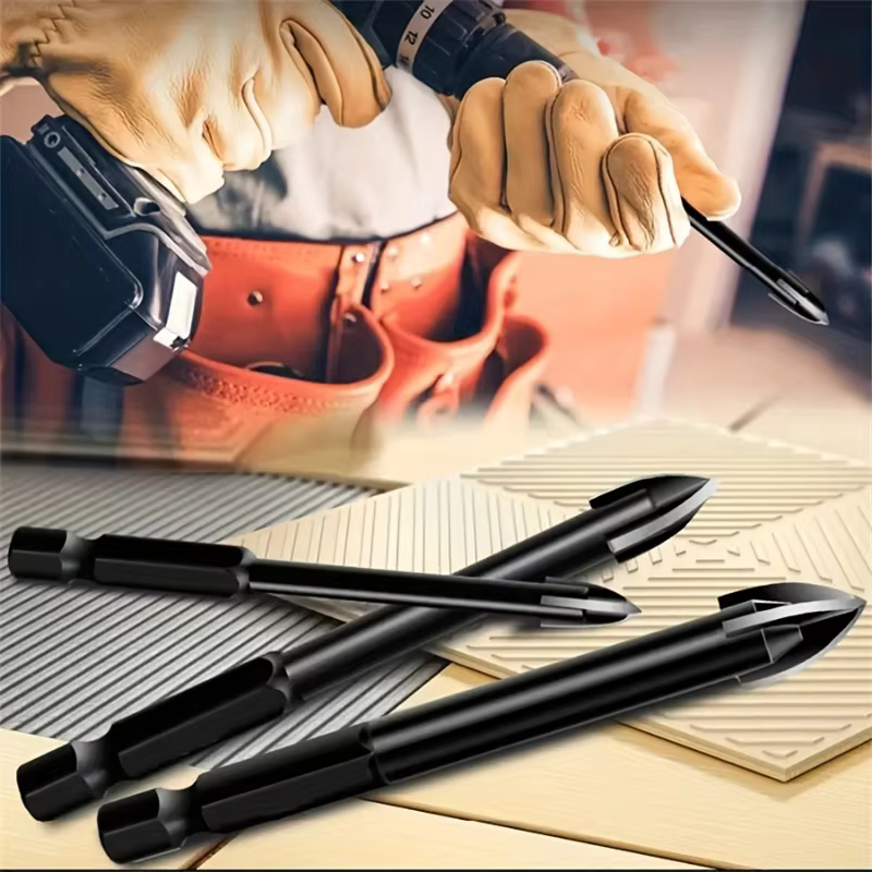 Mèches hexagonales croisées pour carrelage, verre, céramique, ouvre-trou pour béton, alliage Triangle, taille 3/4/5/6/8/10/12mm, forets pour verre
