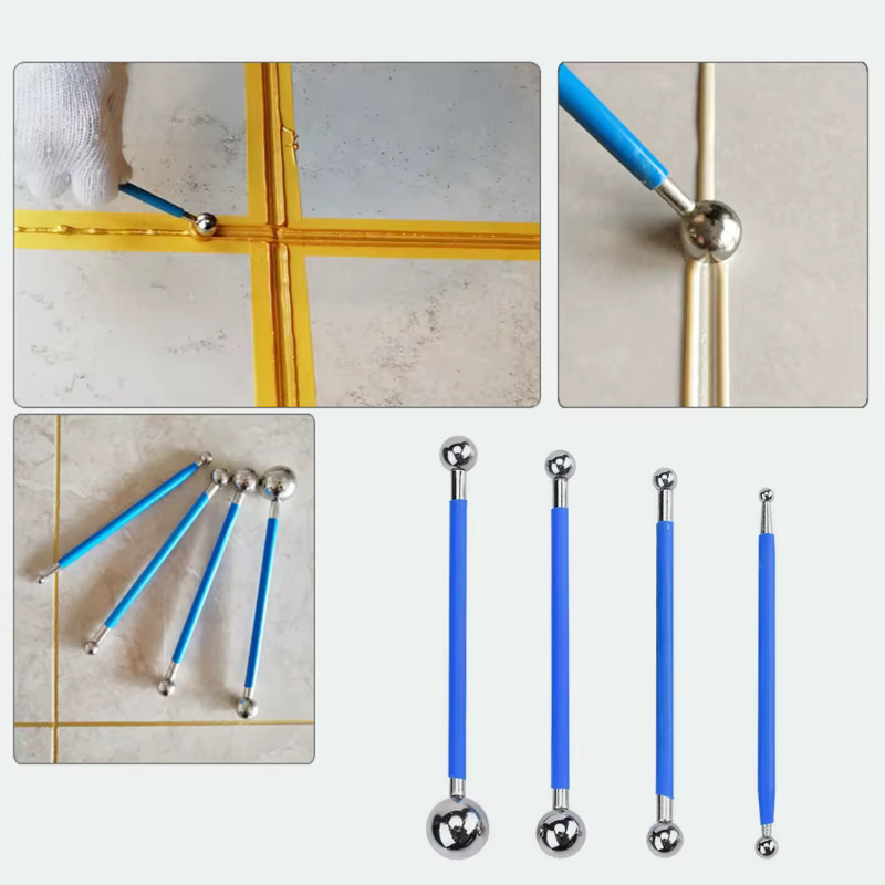 Outil de finition de calfeutrage de carreaux, ensemble de 4 pièces, outil de calfeutrage, Double acier pressé, Joint de carrelage, Kit de réparation de joints de sol, M4YD