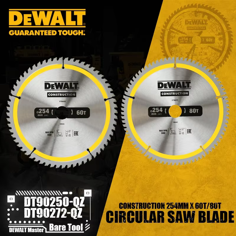 DEobcuT DT90250-QZ DT90272-QZ 254MM * 60T/80T Construction Circulaire Scie Lame Outil Électrique Accessoires