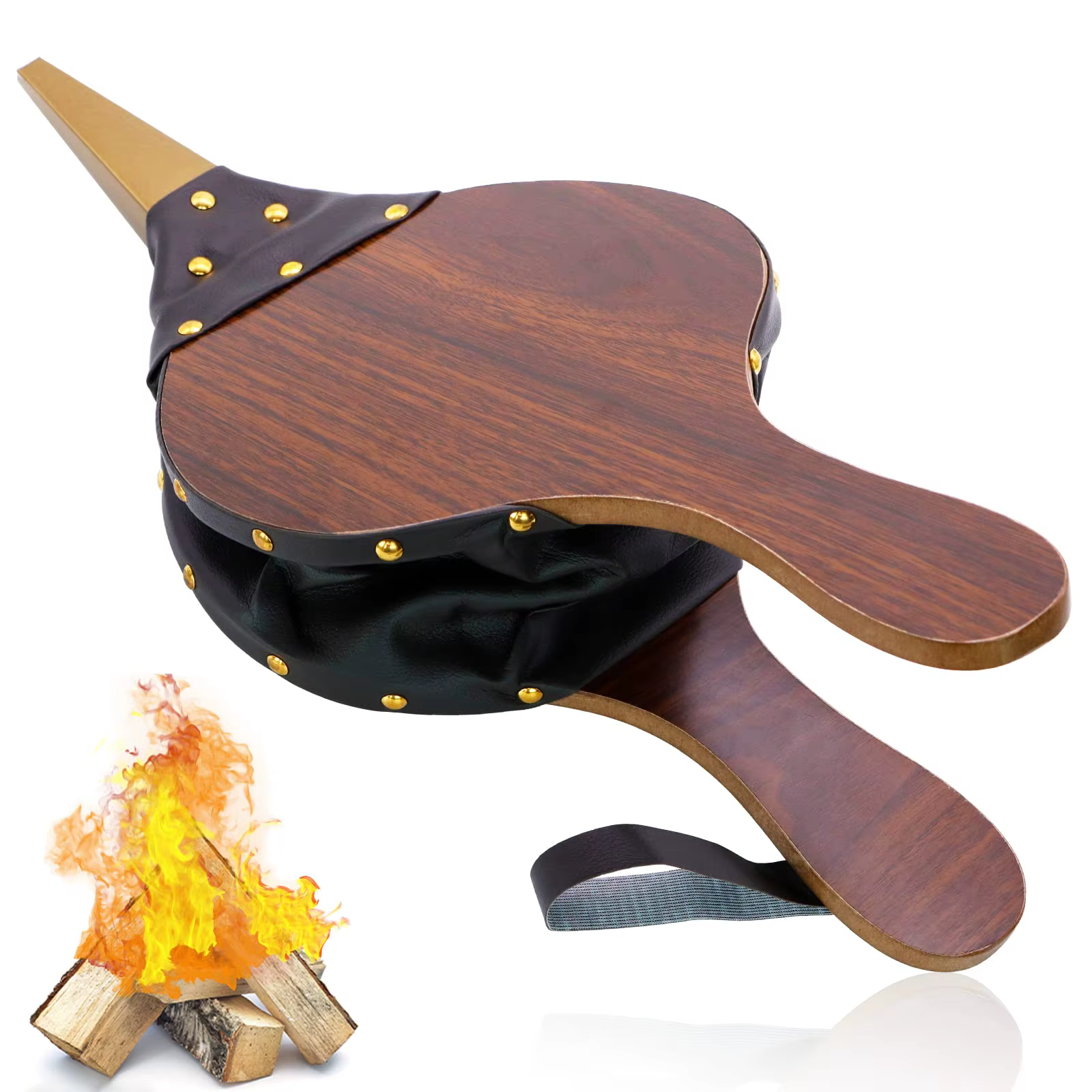 Souffleur d'air manuel portable pour foyer, mini soufflette à bois pour cheminée, camping, barbecue, allumage rapide