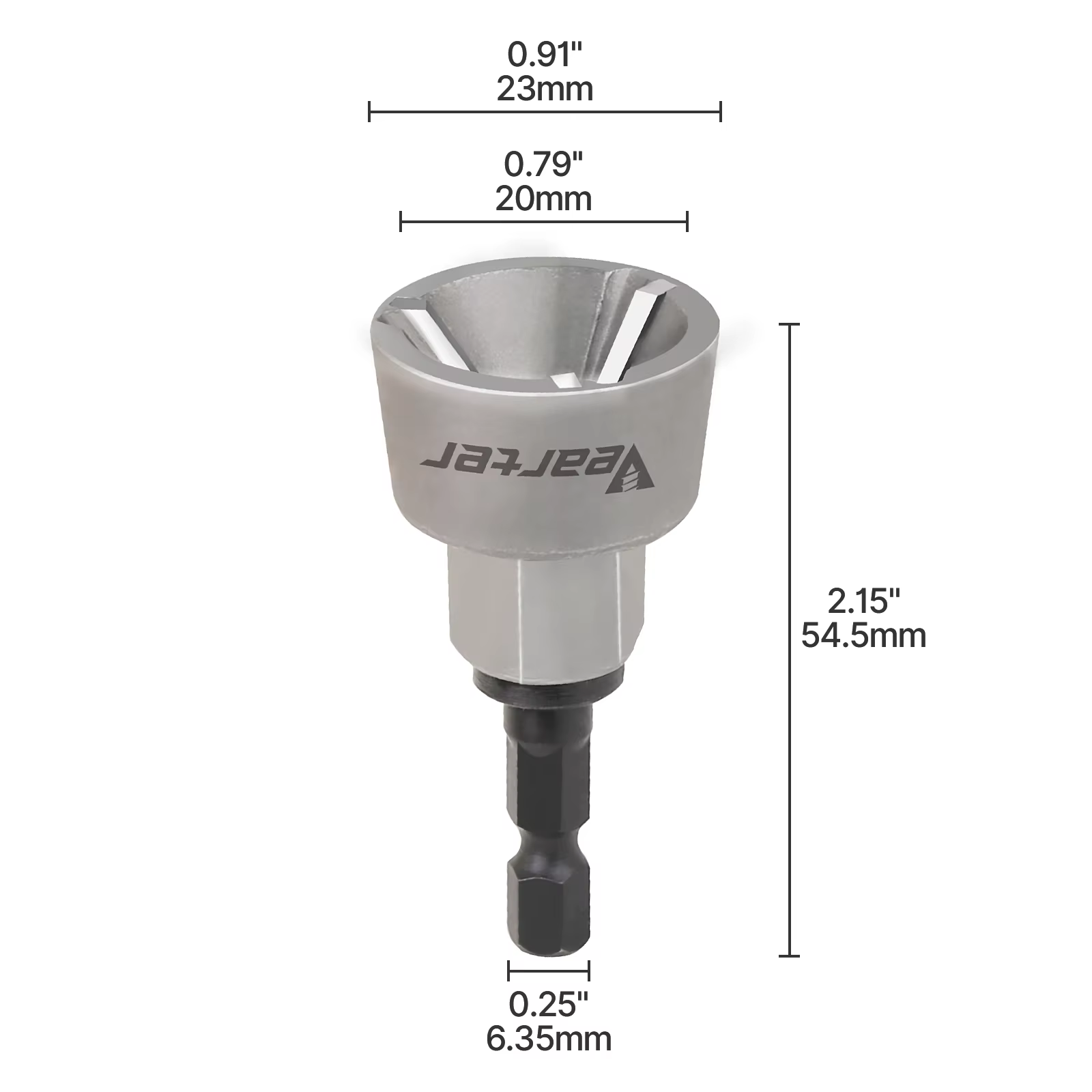 Vearter 20mm ébavurage outil de chanfrein externe foret à lame en carbure avec tige hexagonale de 1/4 ''à dégagement rapide pour enlever l'acier des bavures