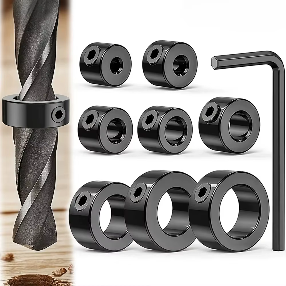 Anneaux d'arrêt de profondeur de foret portables, 8 pièces, colliers réglables de 3 à 16mm, positionneur, pour le travail du bois de précision