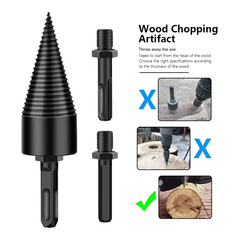 Foret séparateur de bois de chauffage 32/42mm tige ronde/hexagonale/triangulaire cône
