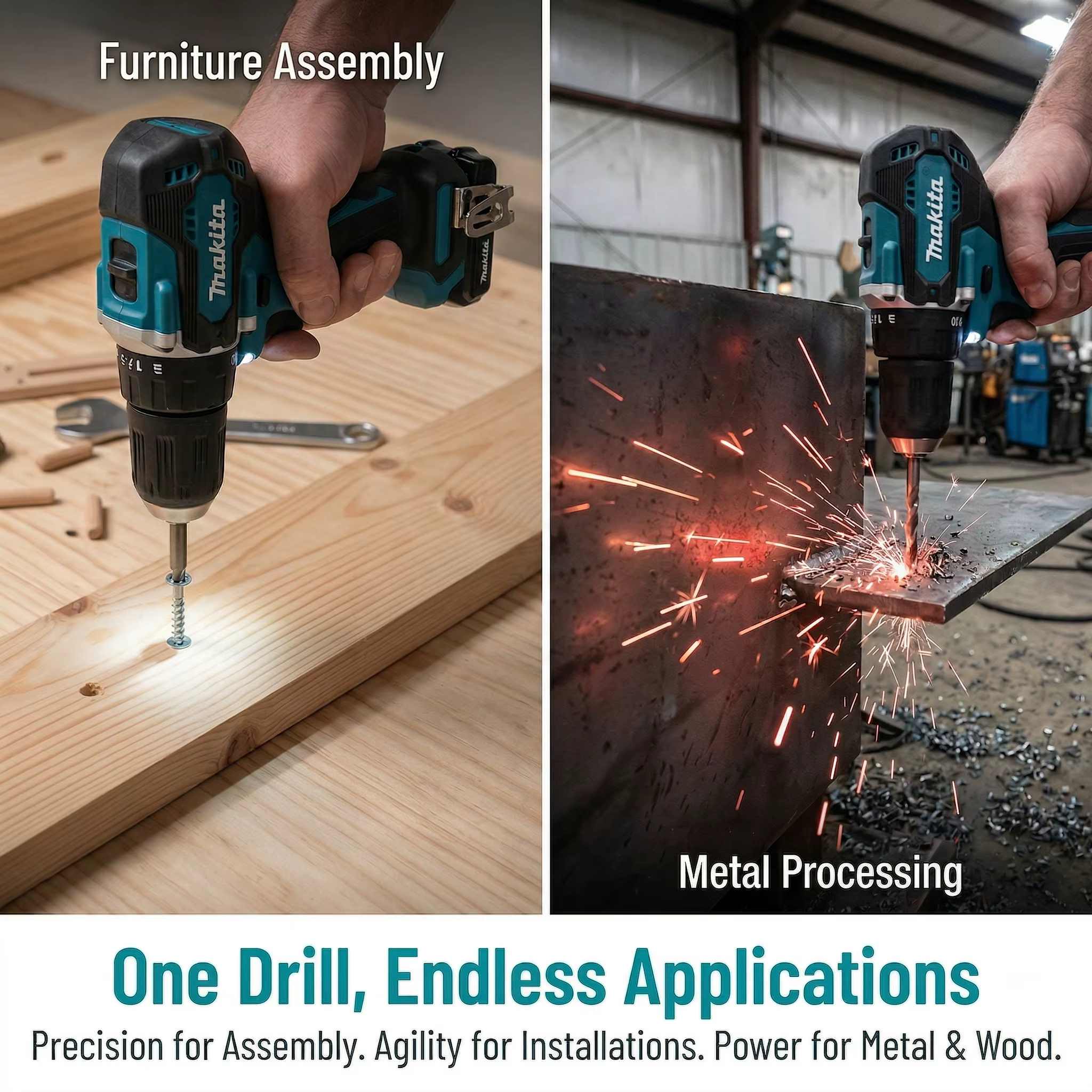 Makita Original. Perceuse-visseuse sans fil DDF487, visseuse à percussion électrique sans balais, outil électrique rechargeable 18V