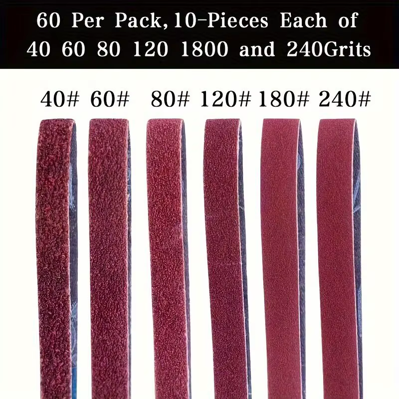 60 bandes abrasives de 13 × 457 mm