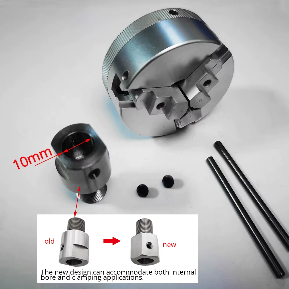 Mandrin à trois mâchoires mini de 50 mm pour tour, meuleuse d'établi, perceuse électrique, en alliage d'aluminium, auto-centrant, pour le travail du bois