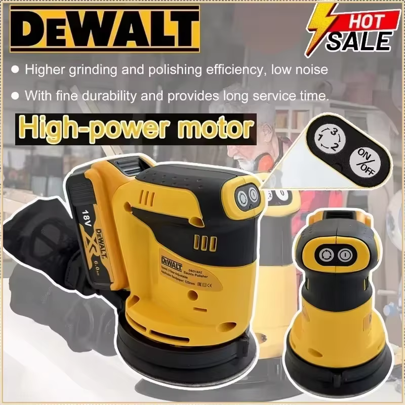 Ponceuse orbitale DEWALT pour batterie 18V/20V avec aspiration des poussières pour le polissage du bois intensif en construction et en atelier