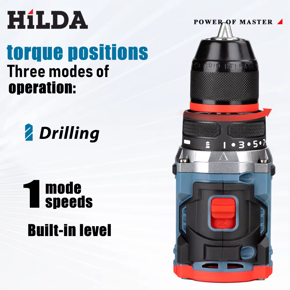 HILDA Perceuse portative sans balais sans fil haute puissance - couple fort