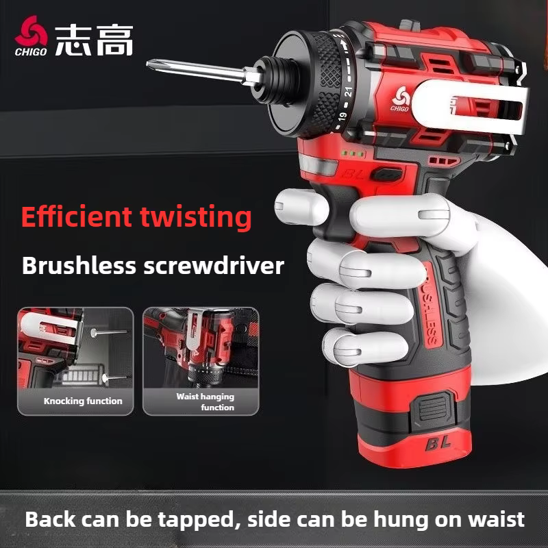 CHIGO perceuse électrique sans brosse sans fil fracassable