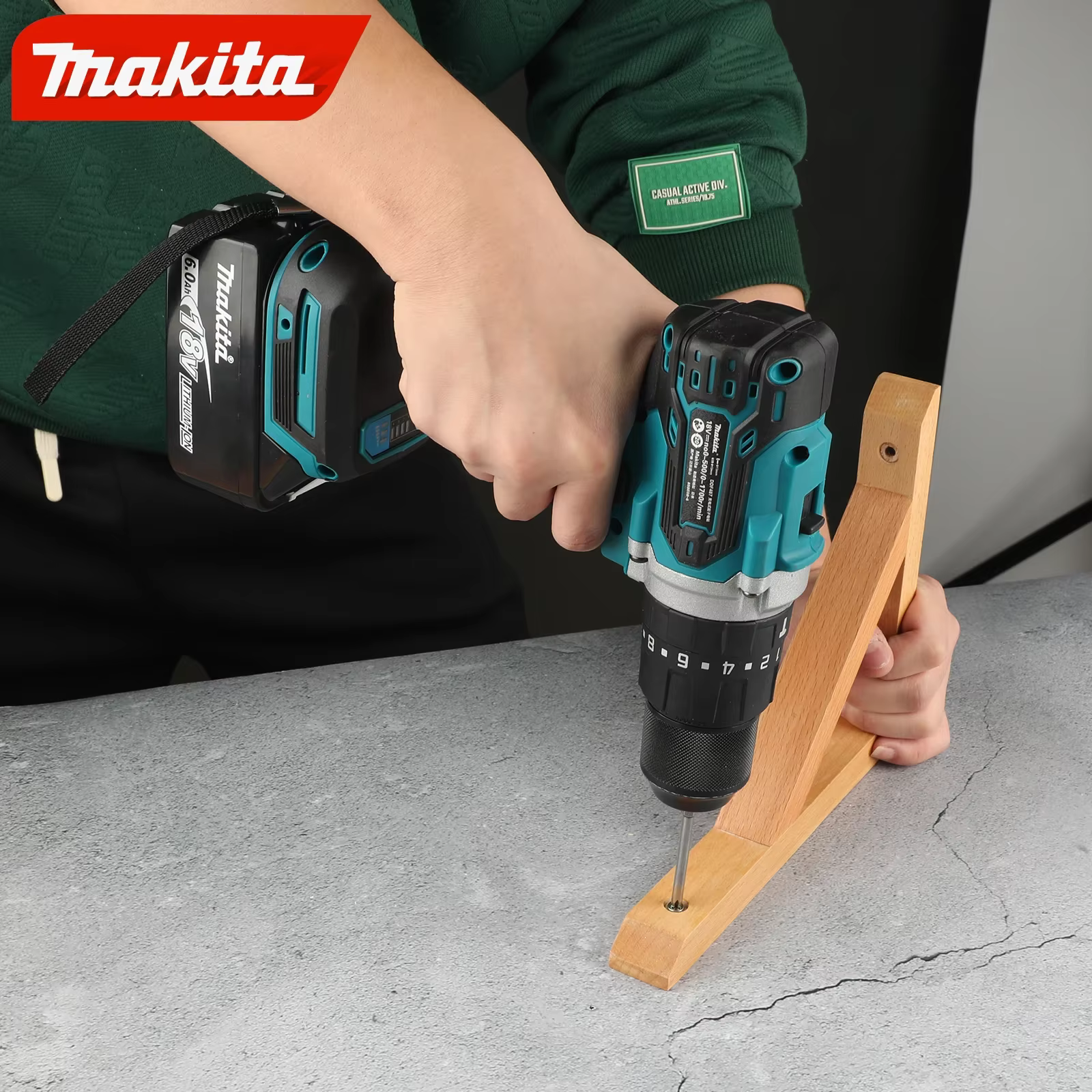 Makita DDF487 Perceuse à percussion électrique sans balais 18V lithium-ion 13mm rouge et noir à couple élevé pour usage domestique