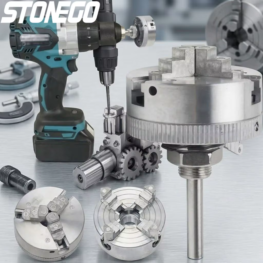 Mandrin de perceuse électrique robuste auto-centrant à 3 ou 4 mors