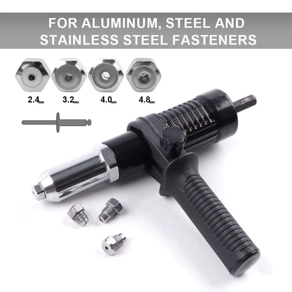 Adaptateur de foret de tirage de rivet rapide et facile avec tige hexagonale