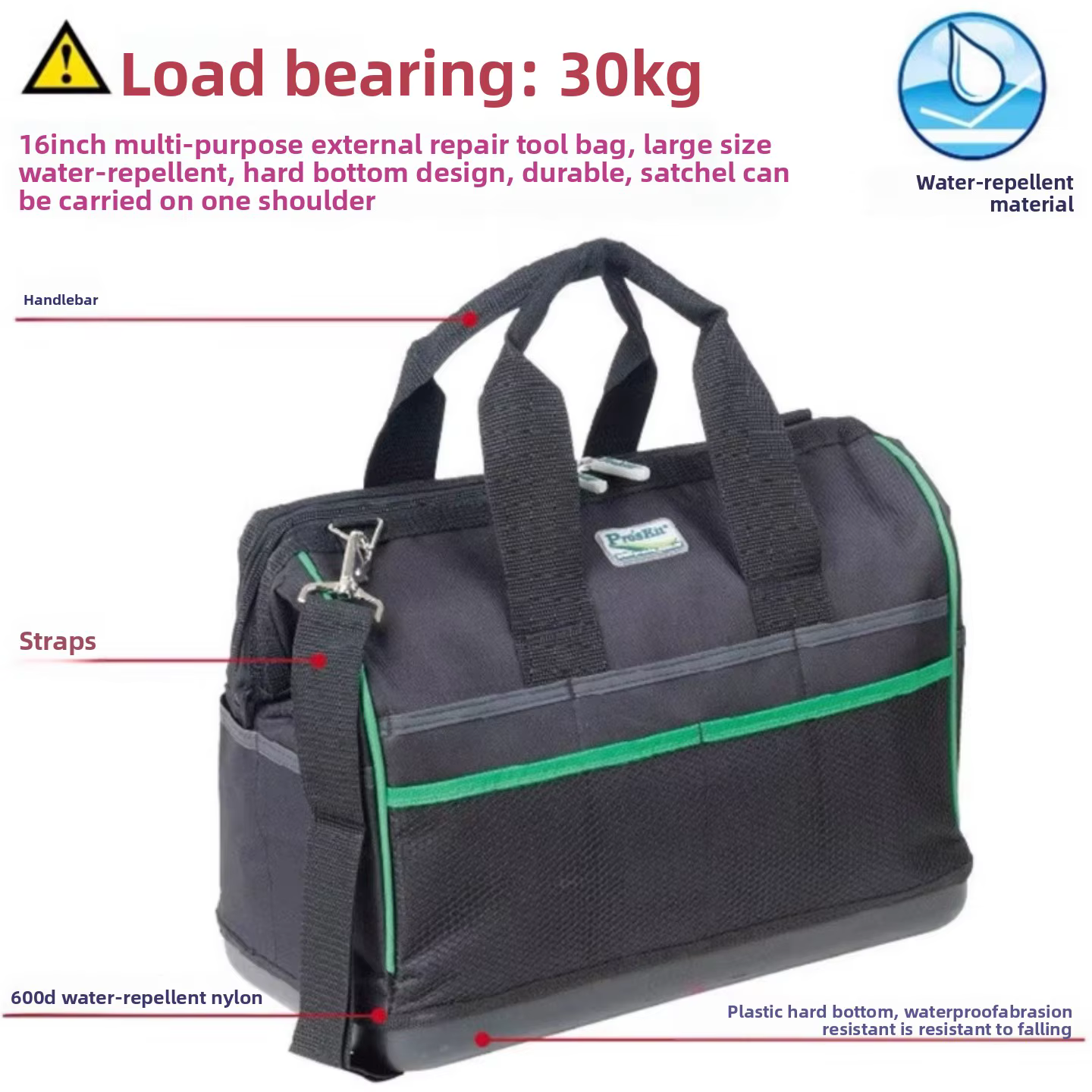 Pro'skit ST-5310 – Sac à outils multifonctionnel sur roulettes pour le rangement d'outils et de matériel
