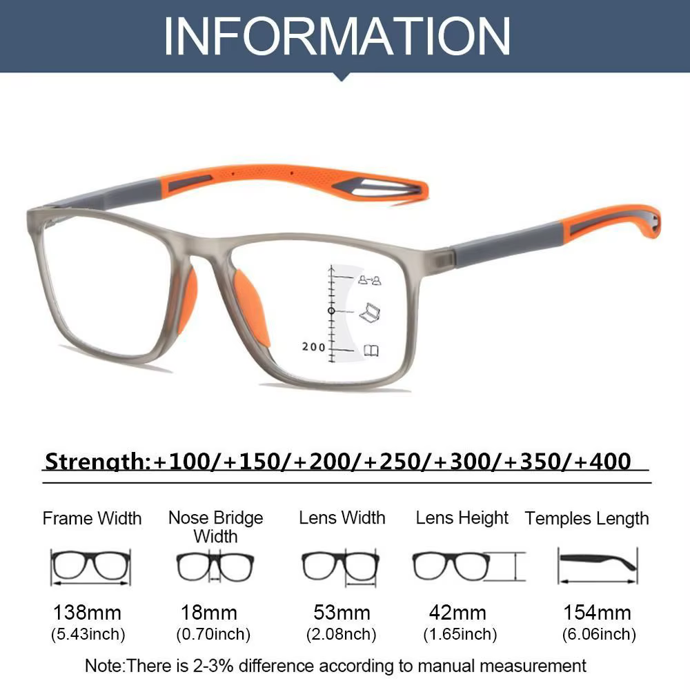 Lunettes de lecture progressives multifocales souples TR90, Anti-lumière bleue, pour hommes et femmes, à grande monture, pour la vue de loin ﻿