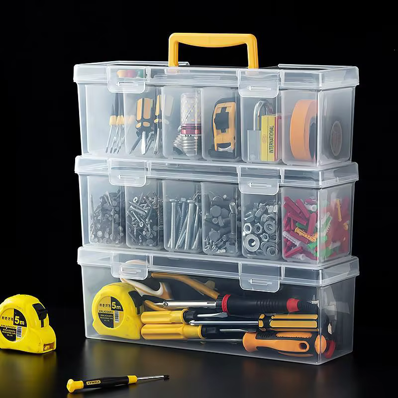 Nouvelle boîte à outils portable transparente vide