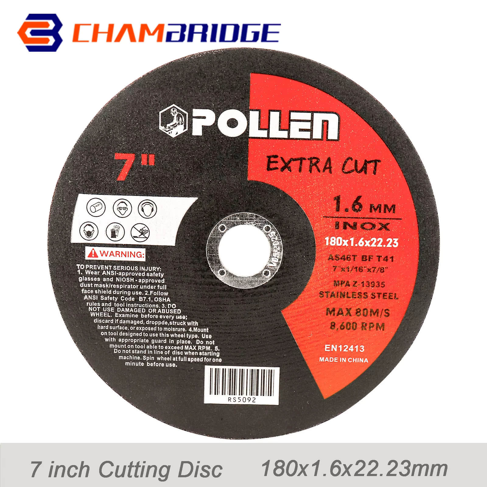 Disque de coupe en métal de 7 pouces 180mm