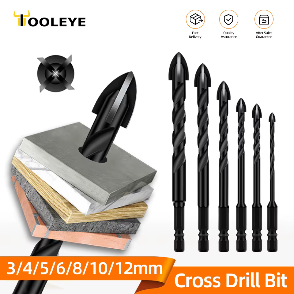 TOOLEYE croix hexagonale foret ensemble pour béton porcelaine carrelage verre métal multifonction forets Kit outils