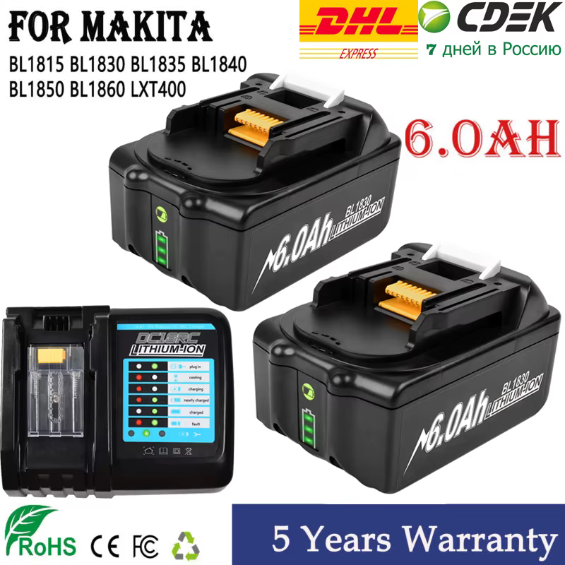18V batterie for makita bl1850b li-ion 18v 6Ah BL1840B BL1860 BL1890 BL1815 BL1830 BL1835 BL1845 Perceuses sans fil Batteries LXT 400