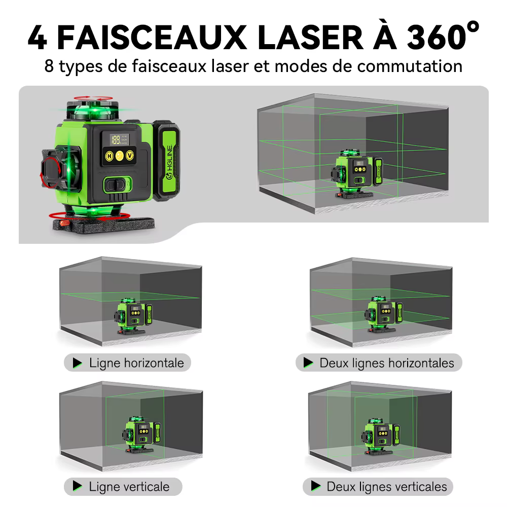 HGLINE 16 lignes niveau Laser APP télécommande niveaux horizontaux verticaux affichage de puissance de la Machine nivell