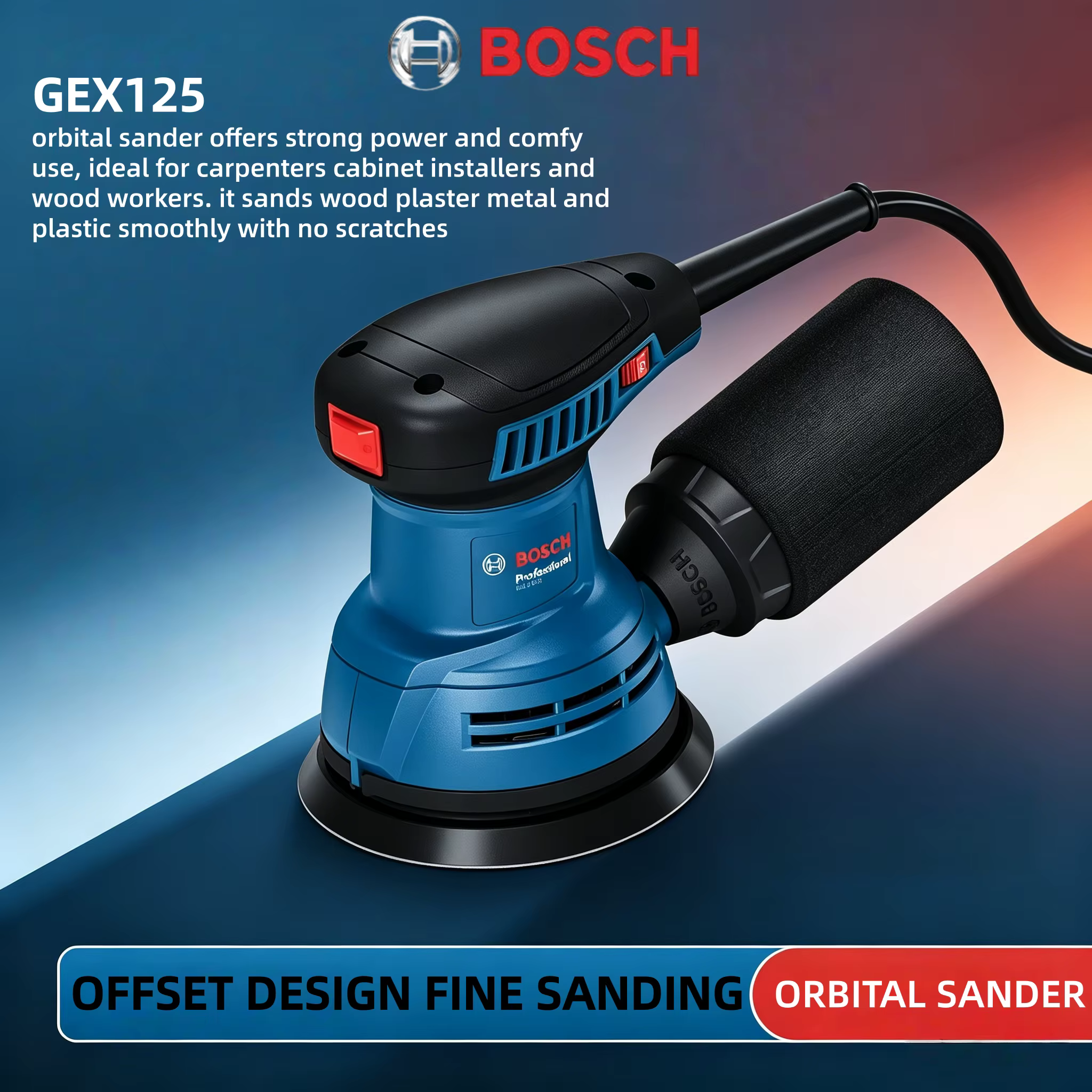 Ponceuse orbitale filaire BOSCH GEX 125 à faible vibration