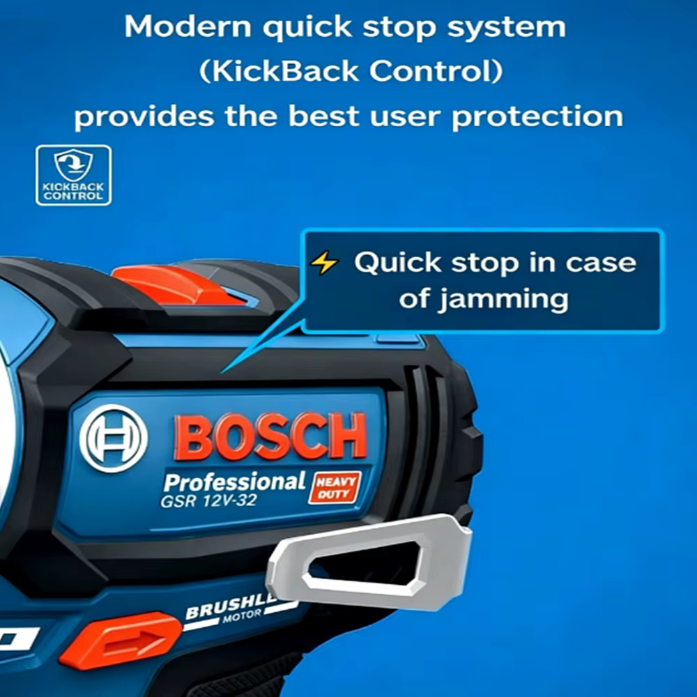 Perceuse sans fil Bosch Professional GSR 12V-32, moteur sans balais, couple élevé de 32 Nm, double vitesse, poignée en forme de T, outil électrique multifonctionnel