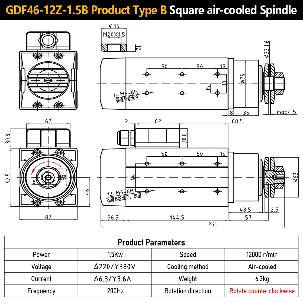Nouveau moteur de broche 1500W pour lame de scie 2026