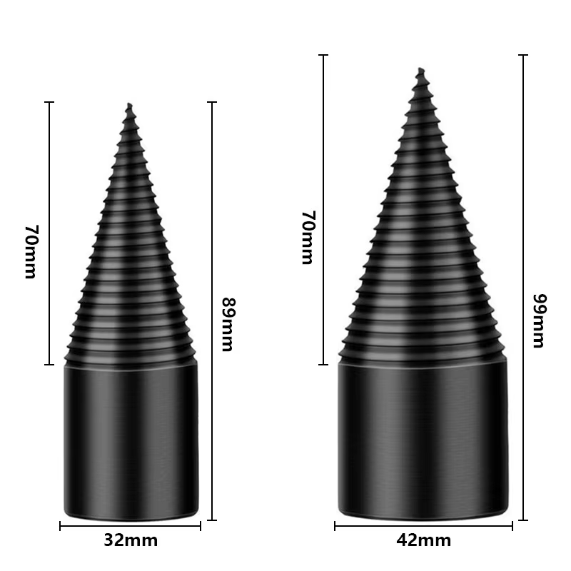 Foret séparateur de bois de chauffage 32/42mm tige ronde/hexagonale/triangulaire cône