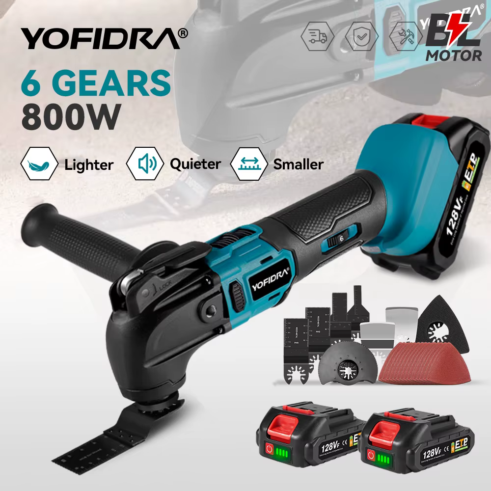 Yofidra outil multifonction oscillant sans brosse scie électrique tondeuse pelle polisseuse travail du bois pour Makita 18V batterie broche