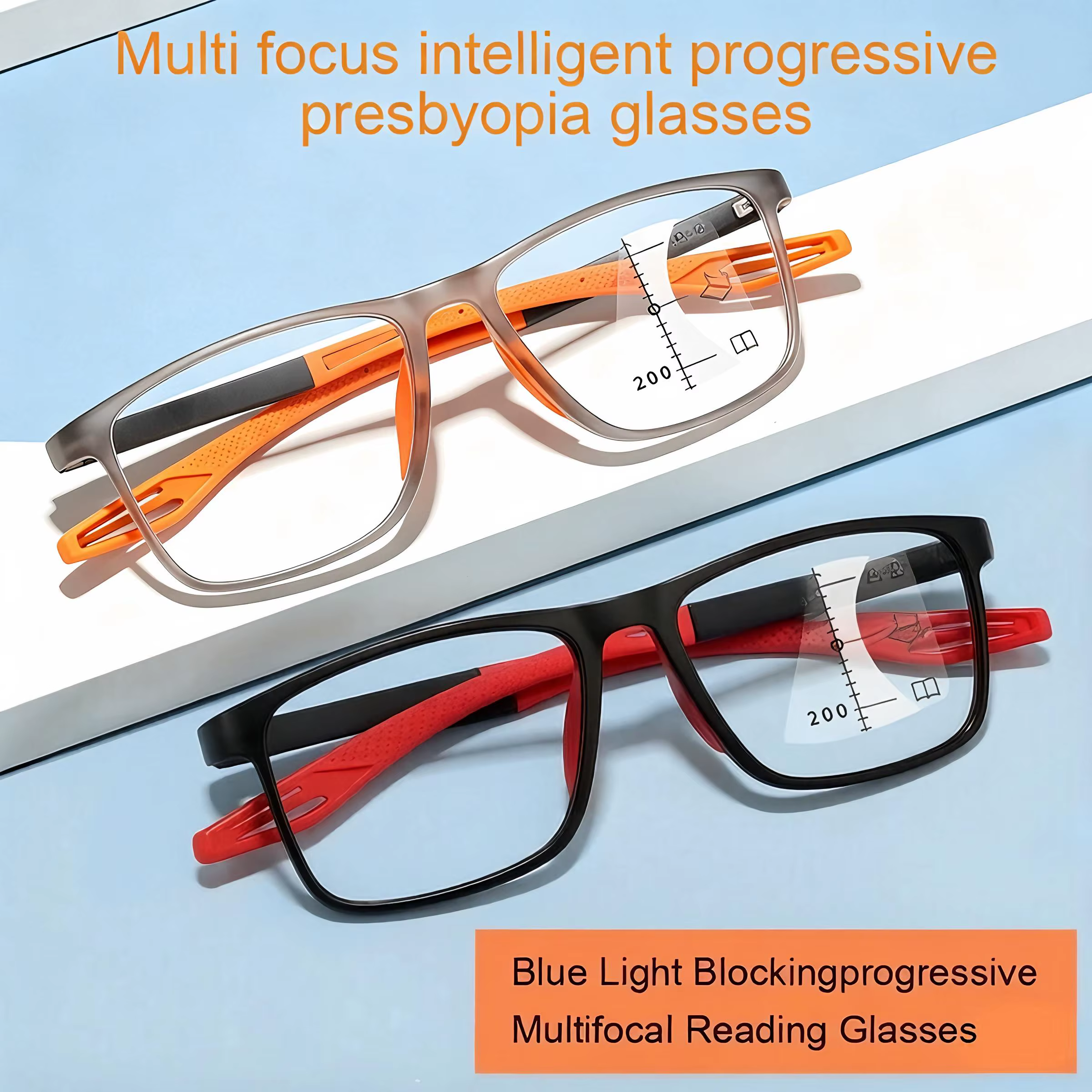 Lunettes de lecture progressives multifocales souples TR90 anti-lumière bleue, pour vision de près et de loin, pour hommes et femmes, L2 ﻿