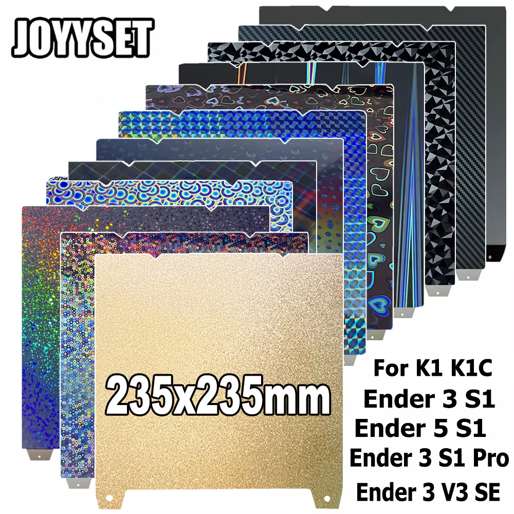 Plaque de construction PEI double face en acier à ressort 235x235mm pour Ender-3 S1 Pro/Ender 3 V3 SE/V3 KE/Ender-5 S1 PEI K1 K1C