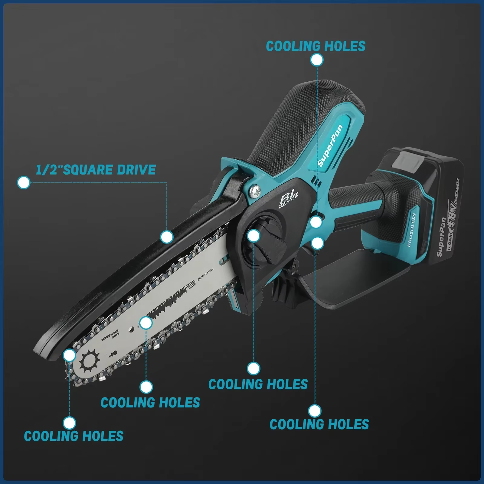 Scie à chaîne électrique Makita 18V-21V 6 pouces