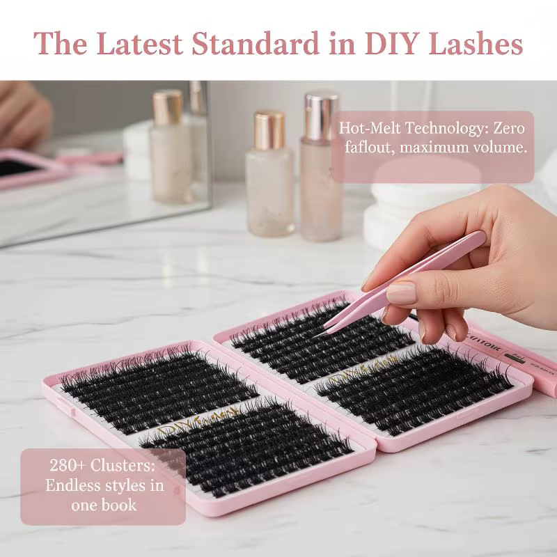 Kit d'extension de cils, cils individuels naturels et bouclés avec outils de maquillage pour débutants, utilisation quotidienne à domicile