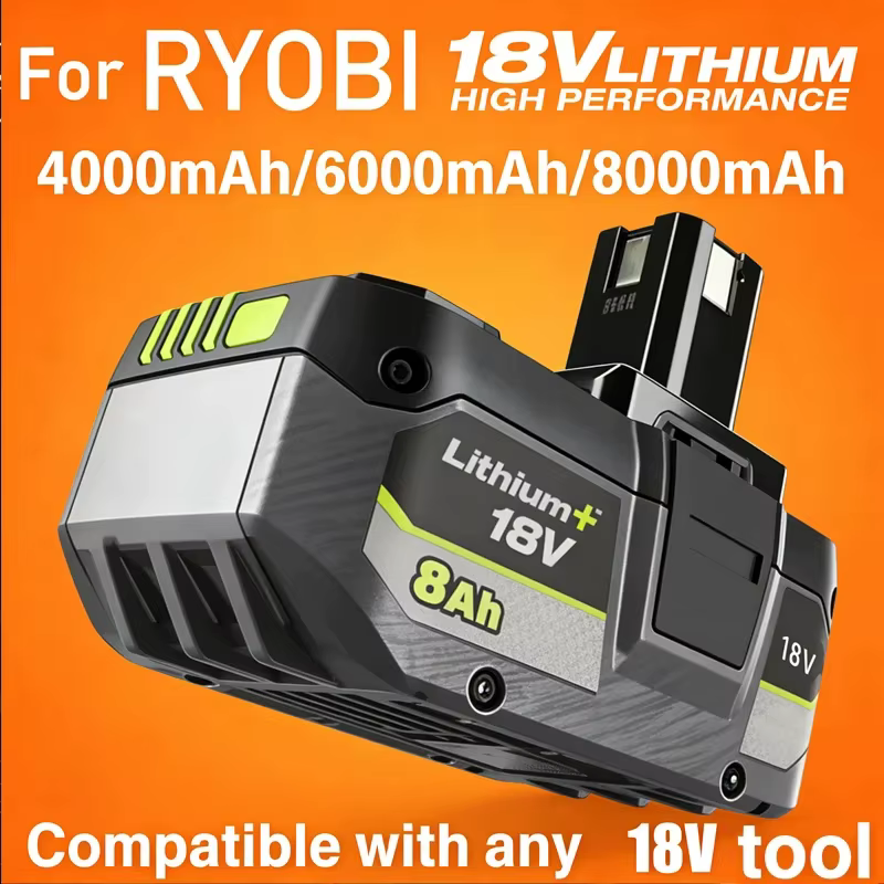 Nouvelle batterie au Lithium puissante RYOBI 18V 6.0AH 8.0Ah P104 P105 P107 P108 P109 faible auto-décharge Compatible avec tous les outils 18V