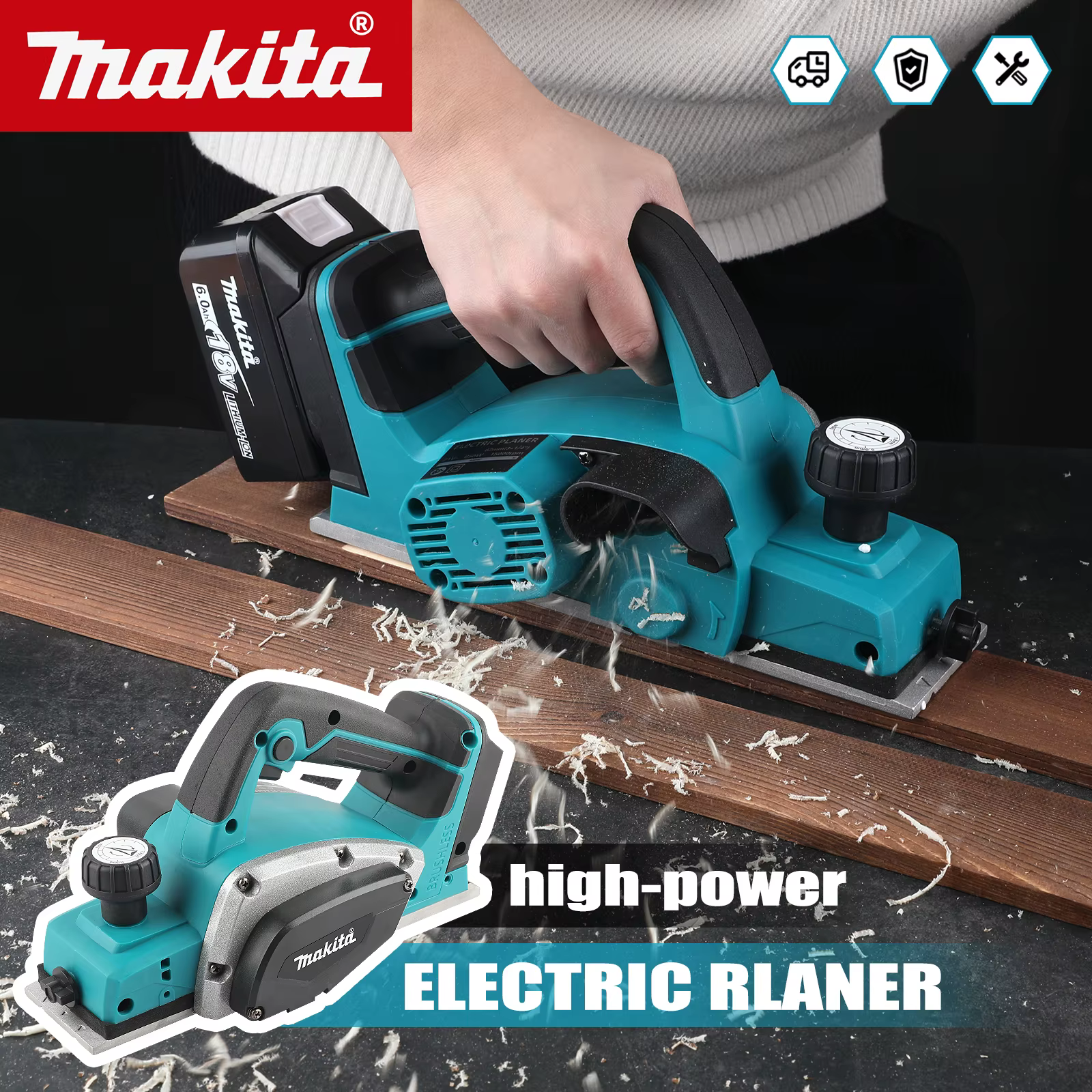 Makita – raboteuse électrique: largeur de rabotage de 82mm