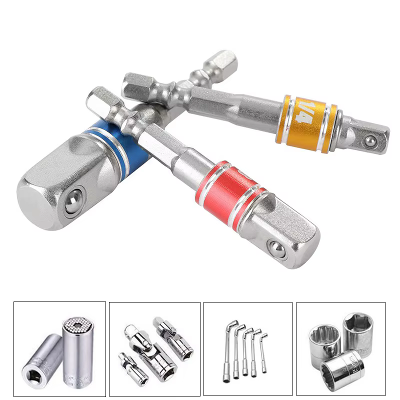 Adaptateur de douille de perceuse, Extension de perceuse à percussion, forets, adaptateur de douille de barre 1/4 3/8 1/2, taille tige hexagonale, foret à tête carrée 3 pièces
