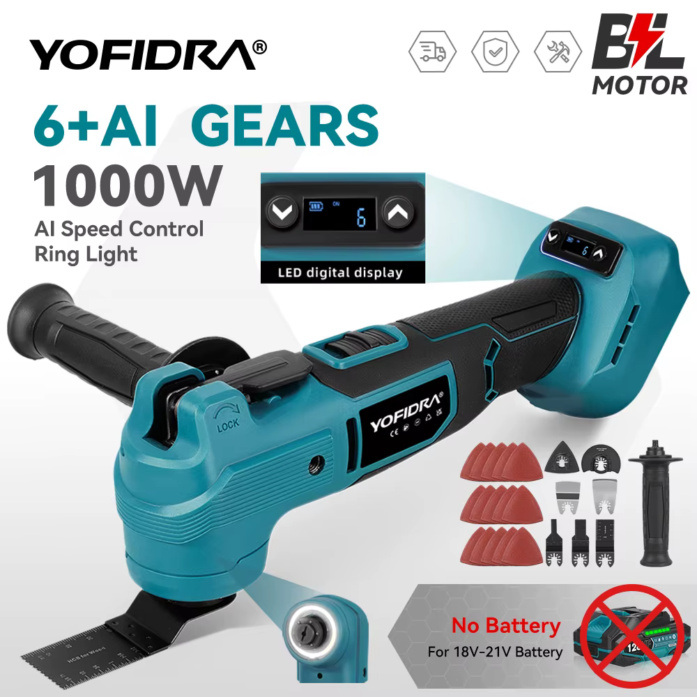 YOFIDRA 1000W oscillant outil multifonction scie électrique tondeuse coupe ponçage bricolage