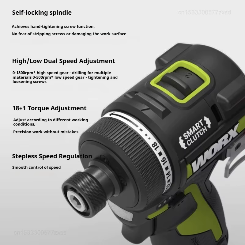 2025 Worx WU139 perceuse sans fil tournevis à percussion électrique sans brosse mandrin en métal Rechargeable couple