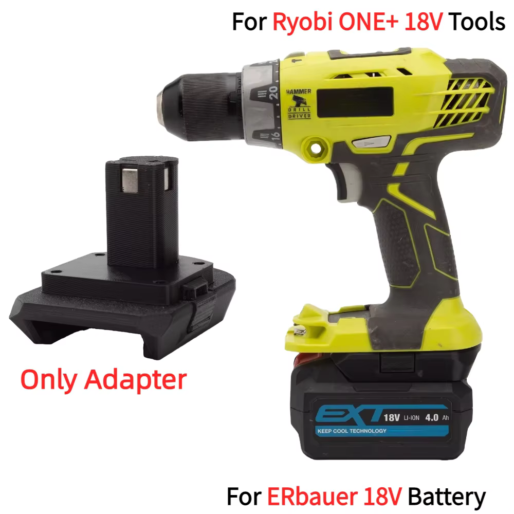 Adaptateur/convertisseur pour batterie Li-ion ERbauer 18V vers Ryobi ONE +/Bosch/Makita/Dewalt/Parkside X20V/Milwaukee