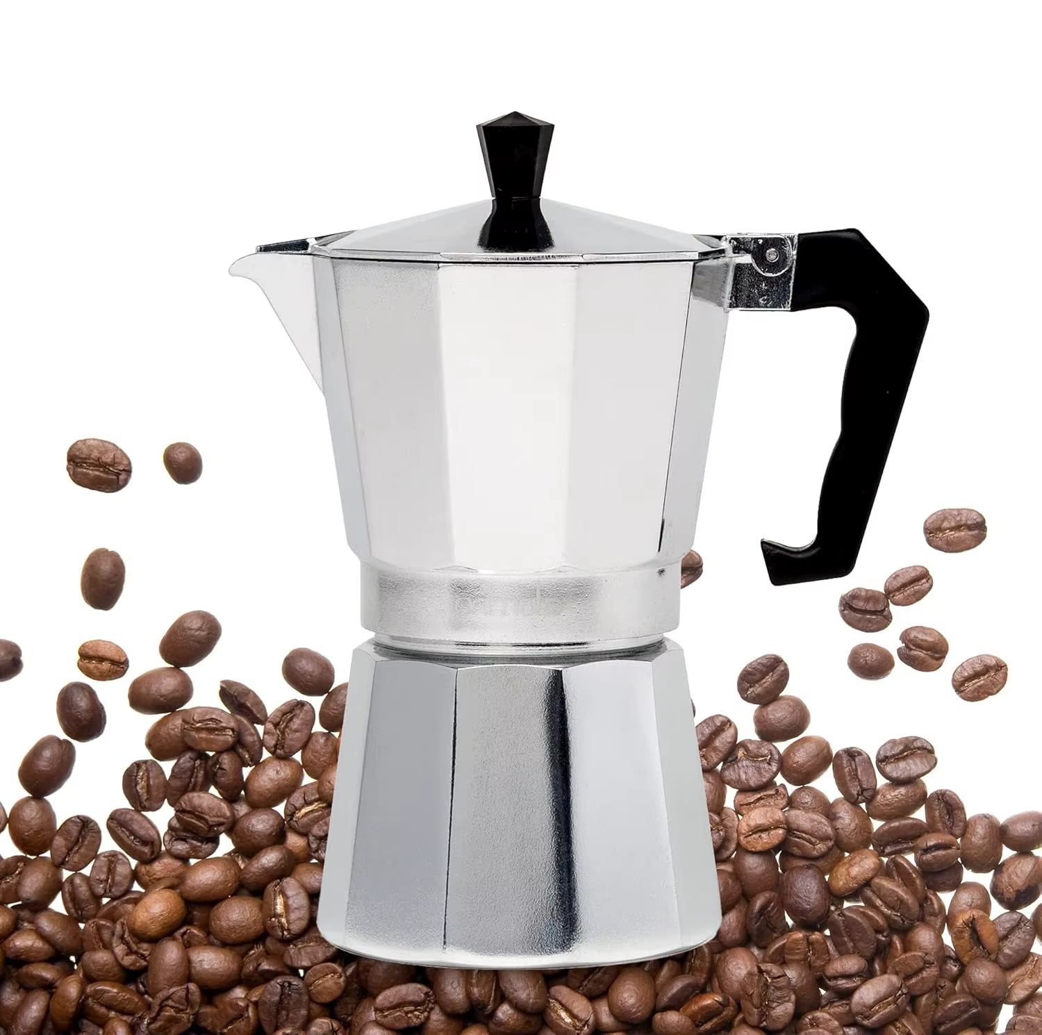 Cafetière et expresso classique sur cuisinière, cafetière moka pour la brassage de café italien et cubain, cafés, tasses à expresso 1/2/3/6, argent