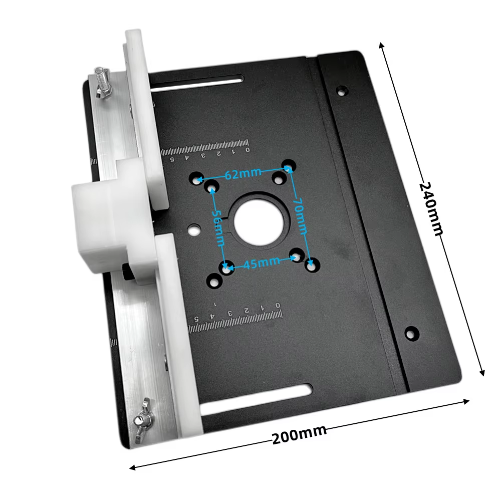 Plaque d'insertion de Table de routeur en aluminium avec Guide et support de jauge d'onglet pour bancs de travail du