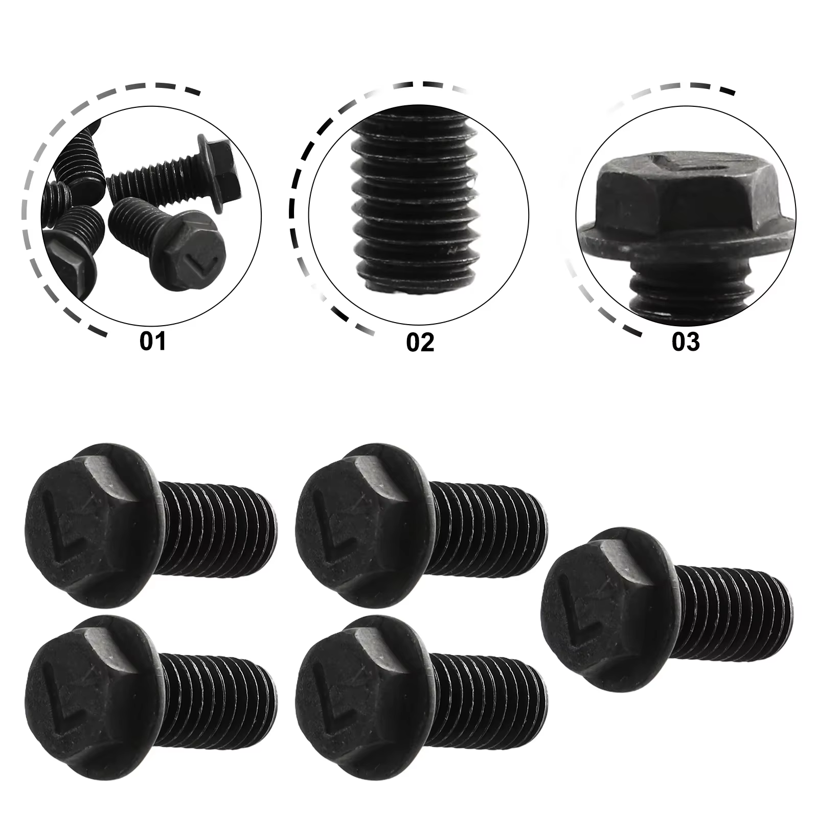 Lames de scie en métal, boulon M8 x 20 mm, filetage gauche, tête hexagonale, bride pour machines-outils de découpe, lame de scie noire, vis pour Ryob