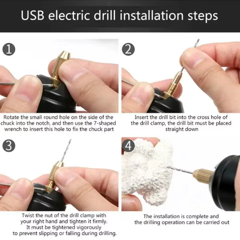 Mini perceuse électrique USB DIY pour gravure