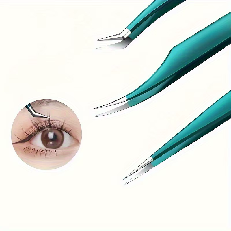 Kit d'outils d'extension de cils hypoallergéniques – Ensemble de pincettes en acier inoxydable avec plumes dorées et pinces dauphin pour artistes de cils