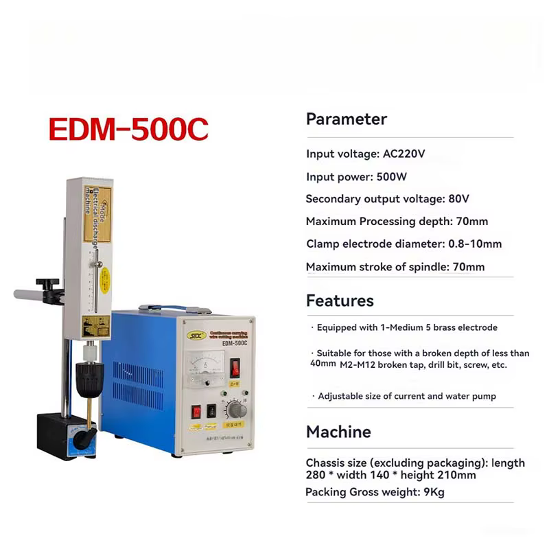 Machine EDM à tarauder coupée EDM-500C, perceuse EDM Portable, boulon, vis, foret, perceuse à vis