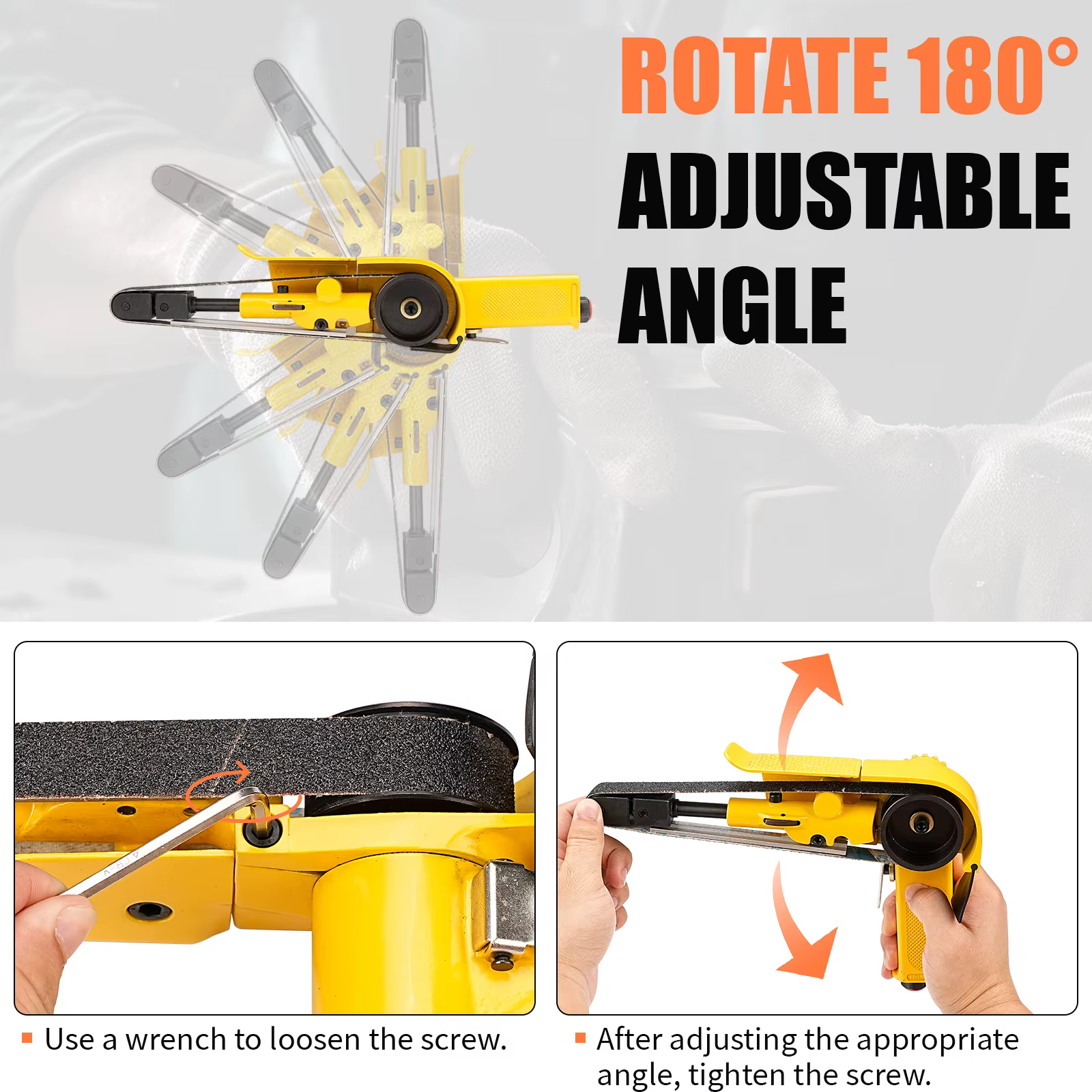 Ponceuse à bande pneumatique réglable à 520 °