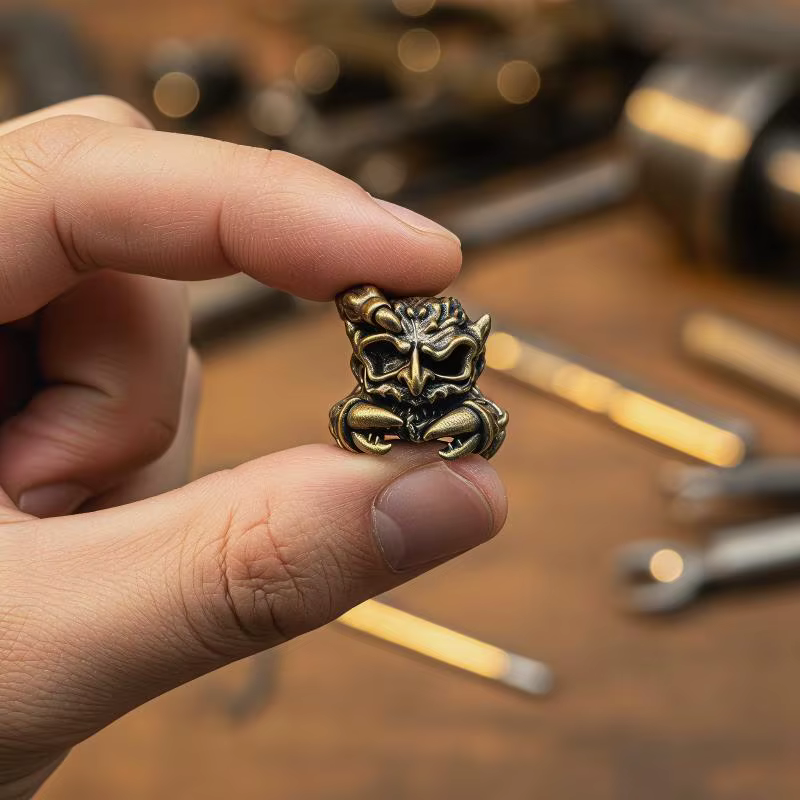 Pendentif Scorpion Crâne en Laiton pour Couteau, Perle EDC, Accessoire DIY pour Paracord, Cordon Tressé Fait Main, Bracelet en Corde de Parapluie, Breloque pour Extérieur