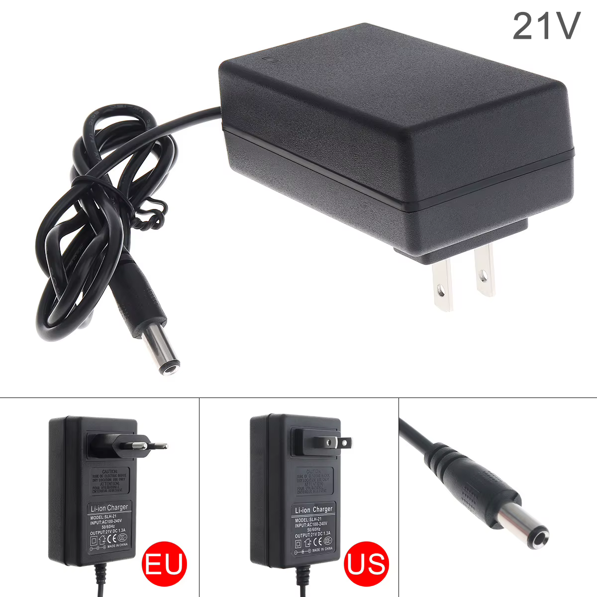 Adaptateur d'alimentation cc 12.6/16.8/17/21/25V, chargeur avec prise ue et prise américaine pour perceuse électrique au Lithium/tournevis/clé