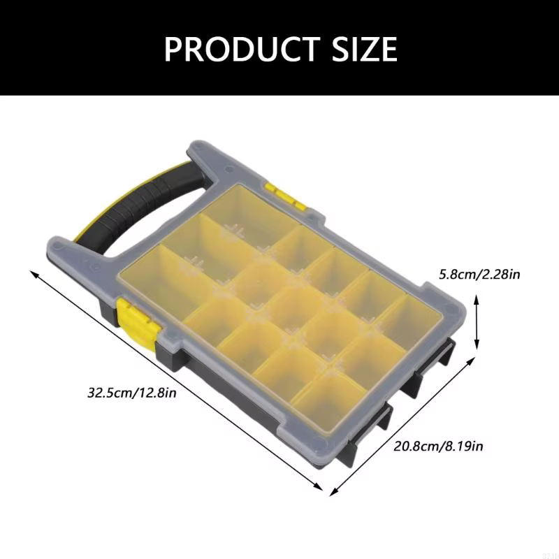Boîte à outils en plastique robuste à 14 compartiments