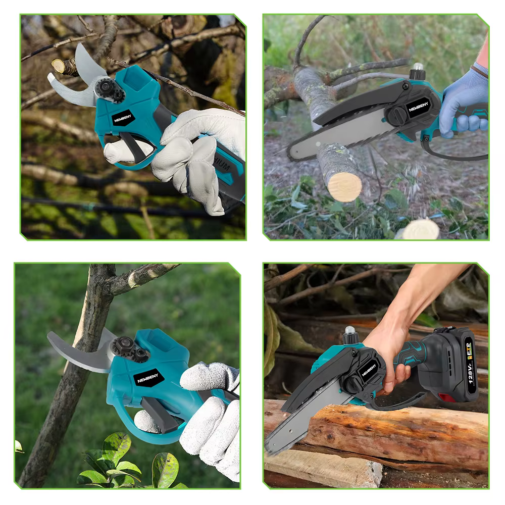 NEWBENY – scie électrique sans balais de 6 pouces + ensemble de sécateurs électriques de 30mm